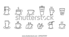 라인 커피와 차 아이콘 세트 컵 스톡 벡터(로열티 프리) 2393670707 | Shutterstock