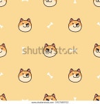 Shiba Inu Dog Face Cartoon Seamless 스톡 벡터(로열티 프리) 1417685912 | Shutterstock