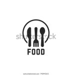 주방용품을 넣은 간단한 블랙 푸드 로고.구내식당 스톡 벡터(로열티 프리) 740943631 | Shutterstock