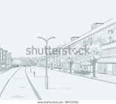 도시 파노라마의 스케치 도시 지역의 일부, 스톡 벡터(로열티 프리) 389159185 | Shutterstock