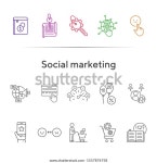 소셜 마케팅 아이콘선 아이콘 집합책을 열고, 스톡 벡터(로열티 프리) 1557876758 | Shutterstock