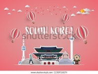 South Korea Landmark Global Travel Journey 스톡 벡터(로열티 프리) 1130916074 | Shutterstock