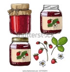 딸기잼딸기잼을 위한 항아리를 만들어라.흰색 배경에 검은색 스톡 벡터(로열티 프리) 637356241 | Shutterstock