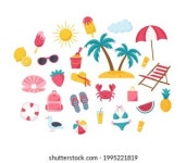 여름 해변 세트바다와 바다를 테마로 한 스톡 벡터(로열티 프리) 1984234250 | Shutterstock