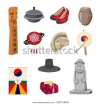 한국 전통 아이콘 세트입니다. 장승(번역 : 스톡 벡터(로열티 프리) 2497716801 | Shutterstock