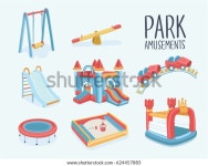 어린이 놀이터의 요소를 그린 벡터 만화.그네, 스톡 벡터(로열티 프리) 624457883 | Shutterstock