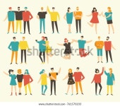 행복한 패션인 그룹의 평탄한 스타일로 벡터 스톡 벡터(로열티 프리) 761570233 | Shutterstock
