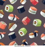 벡터 매끄러운 스시 롤과 일본 해일의 스톡 벡터(로열티 프리) 423909751 | Shutterstock