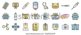동물 병원 아이콘은 윤곽선 벡터를 설정합니다. 스톡 벡터(로열티 프리) 2469221699 | Shutterstock