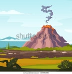 화산과 용암이 있는 야생 풍경.게임 디자인 스톡 벡터(로열티 프리) 705560680 | Shutterstock