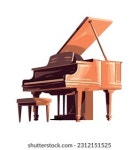 그랜드 피아노와 스탠드의 악보 악기입니다. 물결 스톡 벡터(로열티 프리) 2354875199 | Shutterstock