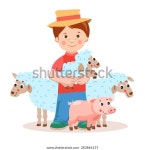 양고기를 손에 들고 농장 동물인 돼지, 스톡 벡터(로열티 프리) 283866137 | Shutterstock