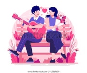 공원 벤치에 앉아 있는 사랑에 빠진 스톡 벡터(로열티 프리) 2415369639 | Shutterstock