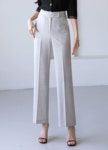 [(55-77) 스베나 린넨 라이크 랩 웨이스트 세미 와이드 슬랙스] styleonme - (55-77) 스베나 린넨 라이크 랩 웨이스트 세미 와이드 슬랙스
