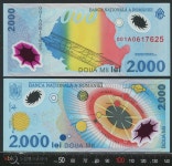 수집뱅크코리아 루마니아 1999년 2,000레이 태양계 폴리머 기념 지폐 P111a 초판 001A0 기호 미사용 [수집뱅크코리아] 루마니아 1999년 2... 