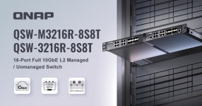 QNAP Introduces the Half-width Rackmount 16-Port 10GbE QSW-M3216R-8S8T and QSW-3216R-8S8T L2 Managed/Unmanaged Switch... 