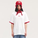 더바운스 (THEBOUNCE) 킴스 프레시 코튼 마켓 (Unisex) Kims Logo Ringer Tee White(Red) - 더바운스 (THEBOUNCE)