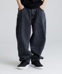 더바운스 (THEBOUNCE) 비에스래빗 MID90 BAGGY DENIM PANTS (Black) - 더바운스 (THEBOUNCE)