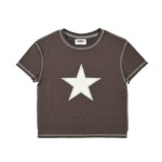 더바운스 (THEBOUNCE) 에이이에이이 스타 크롭 반팔티 AEAE Star Half Crop Top (Brown) - 더바운스 (THEBOUNCE)