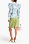 Light blue Gathered floral-print top | Sale up to 70% off | THE OUTNET | GANNI | THE OUTNET