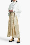 Beige Pleated printed silk-satin maxi skirt | SIMONE ROCHA | THE OUTNET