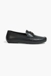 Black Logo-embellished leather driving shoes | Sale up to 70% off | THE OUTNET | VERSACE | THE OUTNET