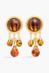 Brown 24-karat gold-plated stone clip-on earrings | Sale up to 70% off | THE OUTNET | BEN-AMUN | THE OUTNET
