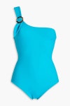 Turquoise One-shoulder buckled swimsuit | ZIMMERMANN | THE OUTNET