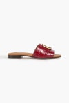 Claret Logo-appliqued croc-effect leather sandals | CHLOÉ | THE OUTNET
