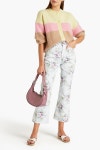 비쥬에스캔들 | Sky blue Cropped floral-print high-rise flared jeans | Sale up to 70% off | THE OUTNET | GANNI | THE OUTNET
