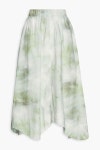 Light green Gathered tie-dyed organic cotton-poplin midi skirt | Sale up to 70% off | THE OUTNET | GANNI | THE OUTNET
