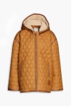 Light brown Leather-trimmed quilted shell hooded jacket | SANDRO | THE OUTNET
