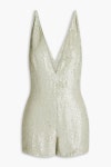 Sage green Open-back sequined silk-chiffon playsuit | VALENTINO | THE OUTNET