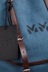 Blue Leather-trimmed printed canvas backpack | MAISON MARGIELA | THE OUTNET