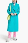 Teal Double-breasted wool-blend drill coat | MSGM | THE OUTNET