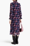 GANNI Ruffled floral-print plissé-georgette midi dress | Sale up to 70% off | THE OUTNET