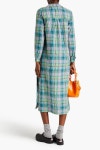 GANNI Checked cotton-blend seersucker midi shirt dress | THE OUTNET