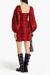 GANNI Shirred printed cotton-poplin mini dress | THE OUTNET