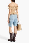 GANNI Off-the-shoulder ruffled cotton top | THE OUTNET