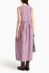 GANNI Gathered striped cotton-poplin midi dress | THE OUTNET