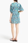 GANNI Plissé floral-print crepe de chine mini dress | THE OUTNET