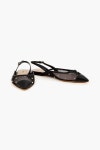 VALENTINO GARAVANI Rockstud mesh and leather slingback point-toe flats | THE OUTNET