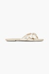 STUART WEITZMAN Sofia bow-detailed metallic leather slides | THE OUTNET