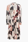 Pastel pink Pleated printed wool shirt dress | LORO PIANA | THE OUTNET