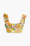 Yellow Poppy ruffled floral-print linen bra top | Sale up to 70% off | THE OUTNET | ZIMMERMANN | THE OUTNET