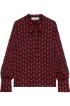 Black Esperanza pussy-bow printed silk-blend crepe blouse | Sale up to 70% off | THE OUTNET | DIANE VON FURSTENBERG | THE OUTNET