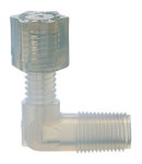 PFA Compression Threaded Male NPT Adapter Elbow, 3/8 x 1/2 in. Tubing 3/8 in. Tube OD (Port 1)