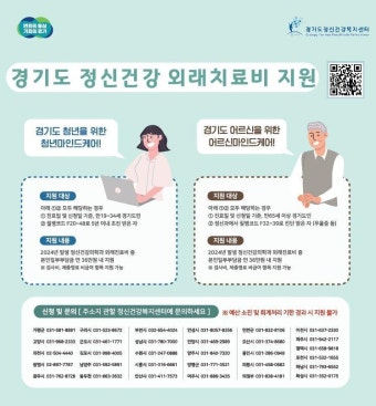 경기도, 청년 및 노인 정신건강 치료비 연 36만 원 ‘마인드케어’ 지속 지원