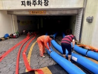 경남소방본부, 김해시 풍유동 종교시설 지하주차장 침수사고에 신속 대응