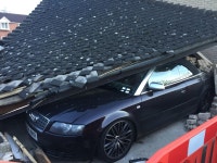 Audi S4 written off after bungling bin lorry driver clipped mans garage causing it to collapse on his car | The Sun Mans Audi... 